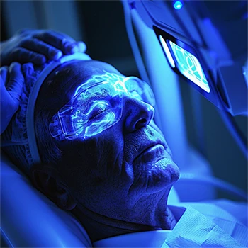 Photodynamische Therapie Behandlung eines älteren Mannes