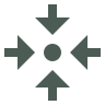 Icon mit Pfeilen, die auf einen Punkt zeigen